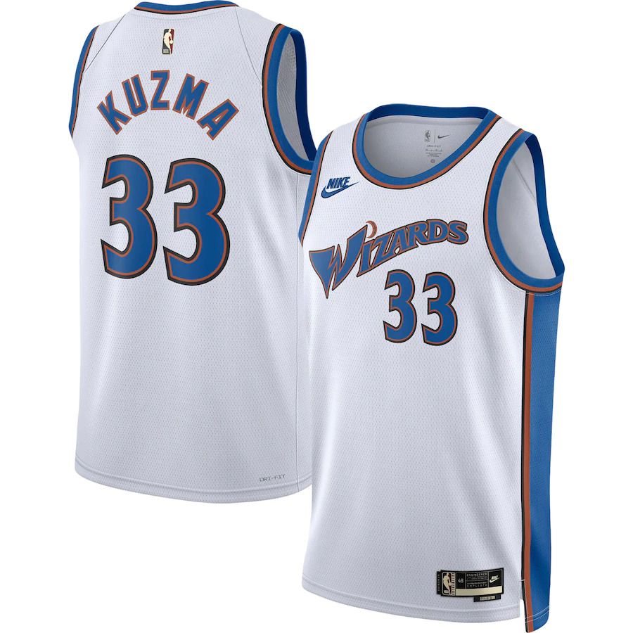 Men Washington Wizards #33 Kyle Kuzma Nike White Classic Edition 2022-23 Swingman NBA Jersey->customized nba jersey->Custom Jersey
